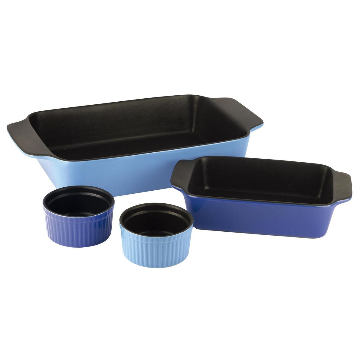 FANTUZZI - Set de Asaderas Fantuzzi Azul Rectangular 4 Piezas