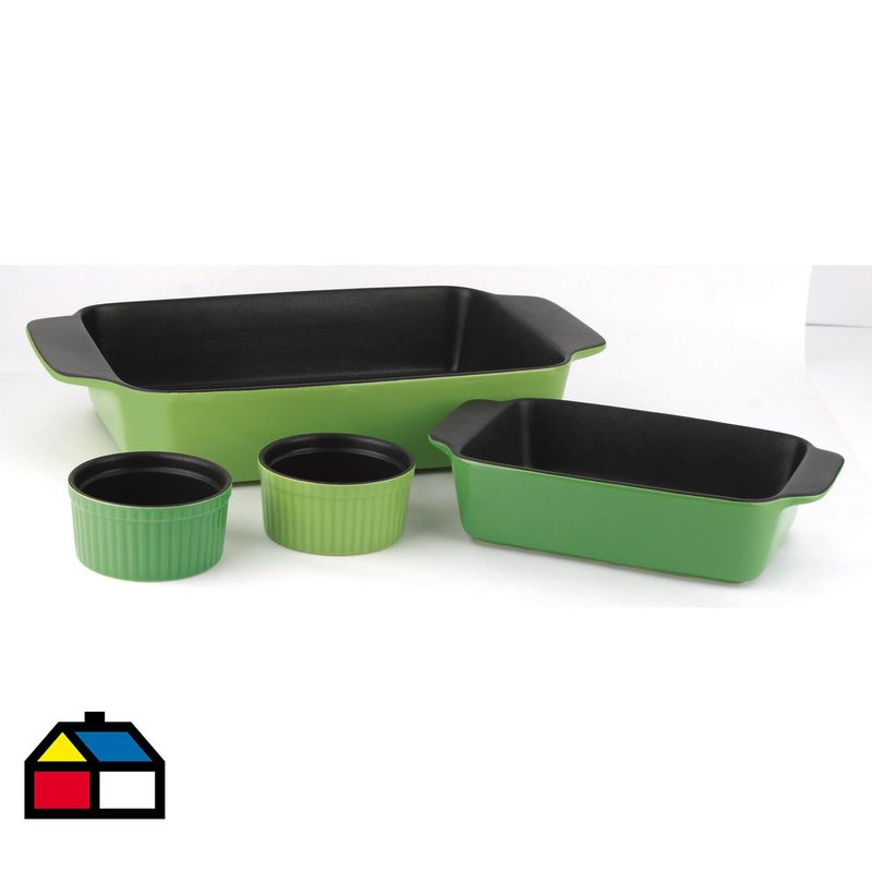 FANTUZZI - Set 2 asadera + 2 ramekin cerámica verde