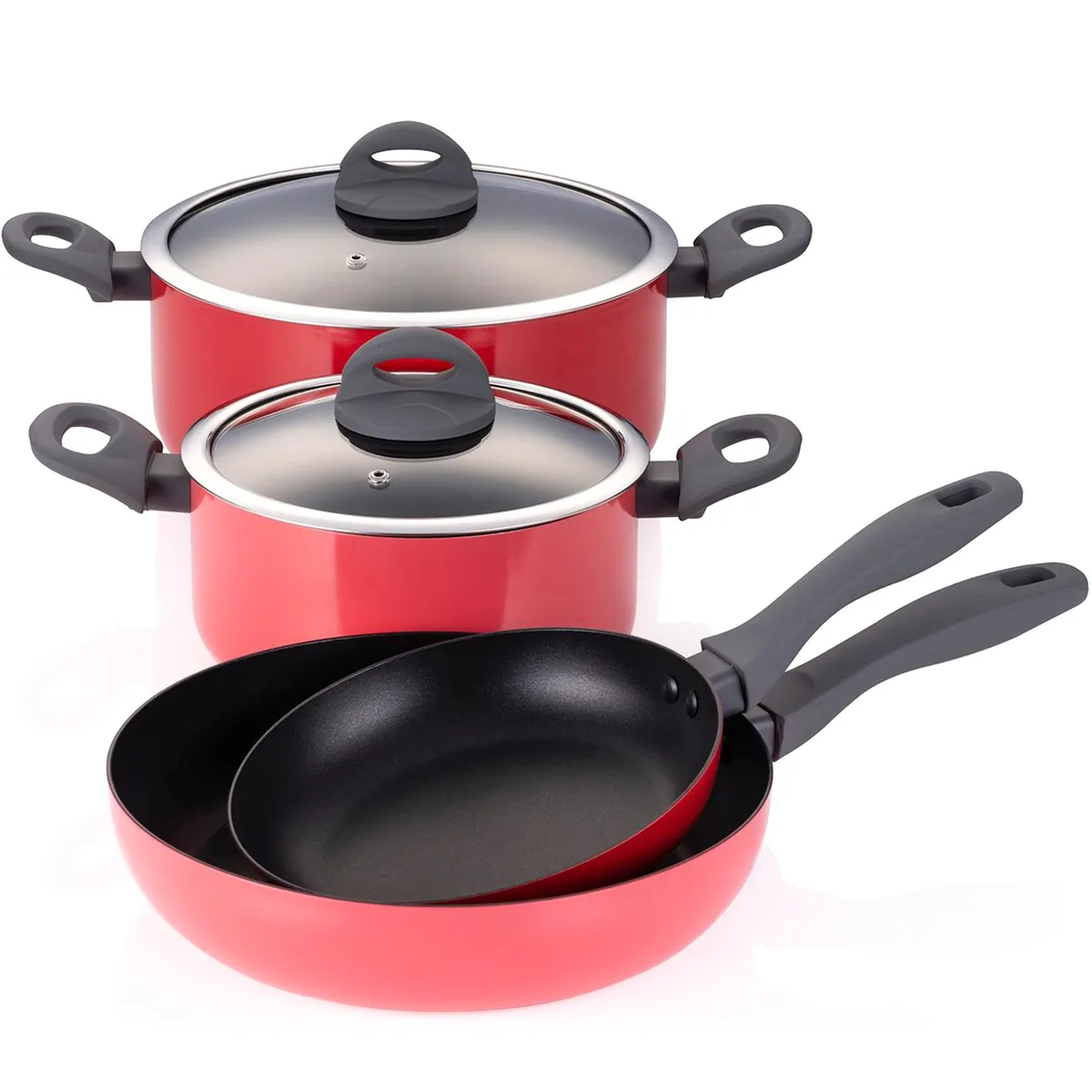 FANTUZZI - Batería de Cocina 6 Piezas Aluminio Rojo