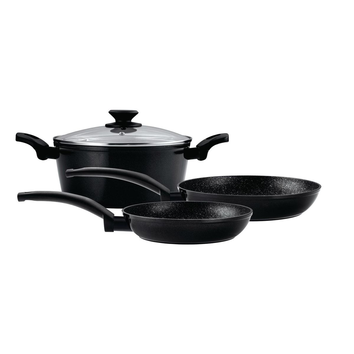 Fagor - Batería de Cocina 4 Piezas Aluminio Vivant Negro