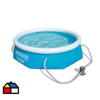 Piscina borde inflable fast set con filtro 244x244x66 cm 2100 litros