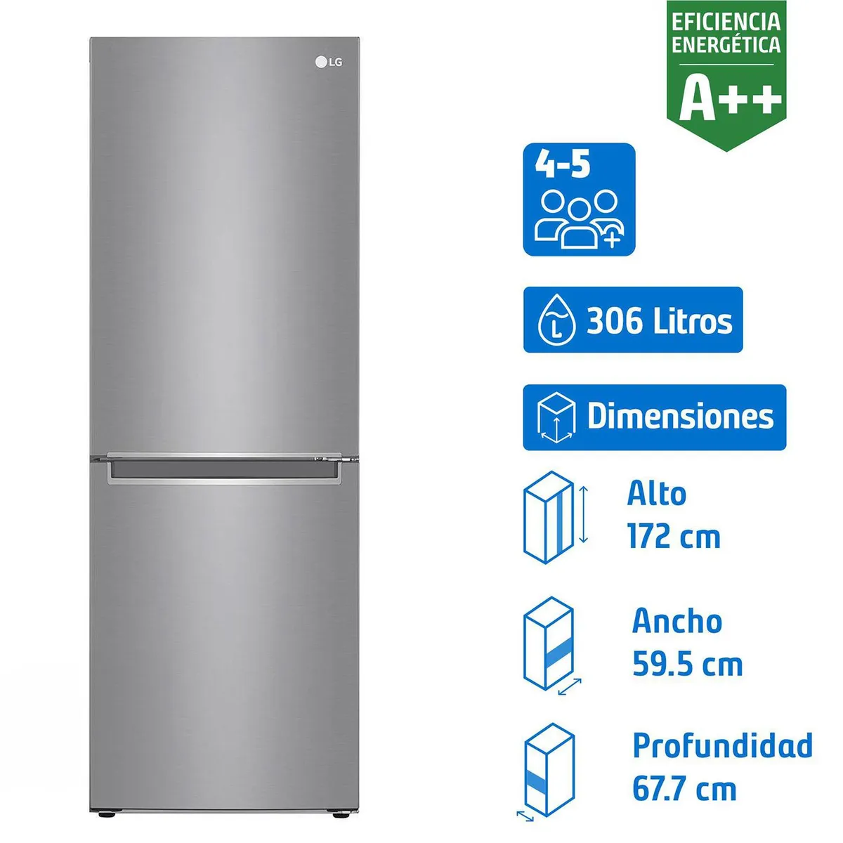LG - Refrigerador Bottom Freezer No Frost 306 Litros Silver LB33MPP