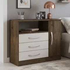 HOME MOBILI - Cómoda 1 Puerta 3 Cajón(es) Kira 90x75x35 cm Café