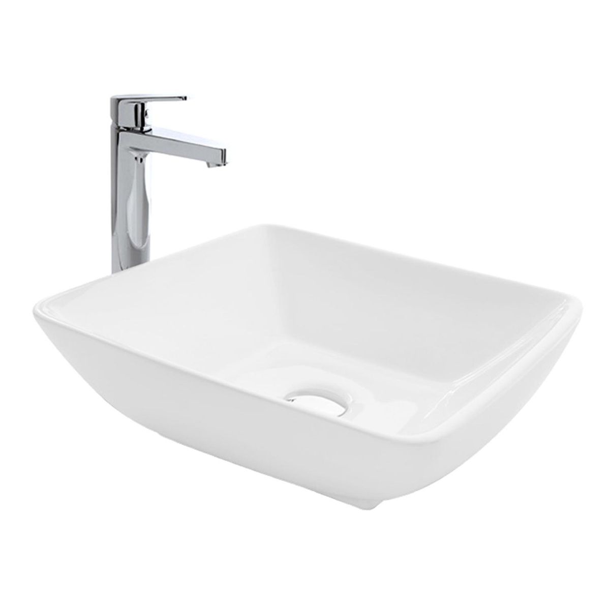 FANALOZA - Fuente Sobrepuesta Forma Cuadrada Loza 42.5x13x42.5 cm Blanco