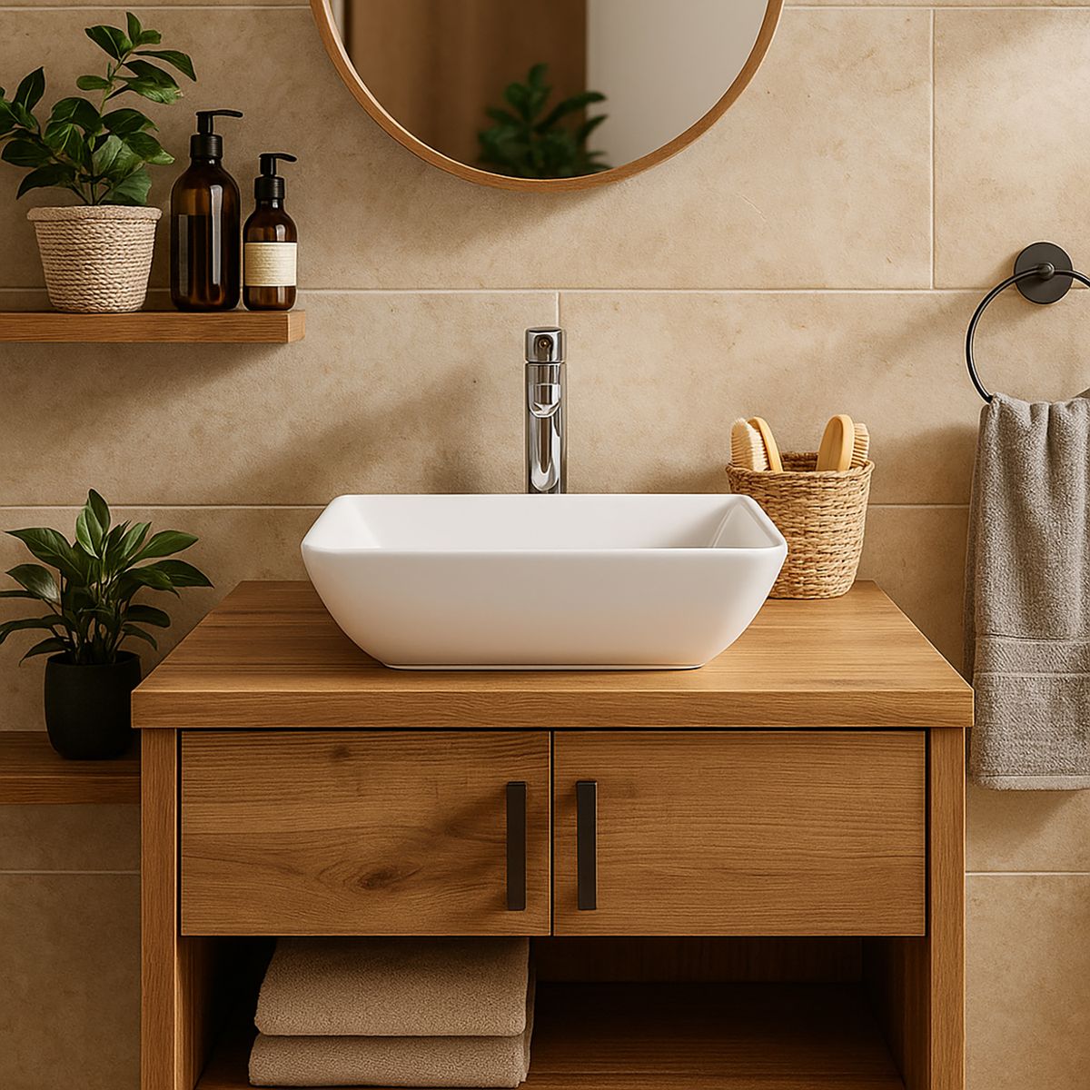 FANALOZA - Fuente Sobrepuesta Forma Cuadrada Loza 42.5x13x42.5 cm Blanco