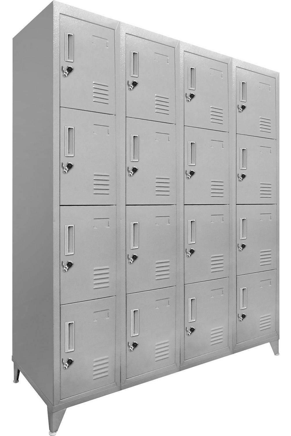 MALETEK - Locker 16 Puerta(s) 0 Cajón(es) 16 Repisa(s) 111x166x45 cm Gris