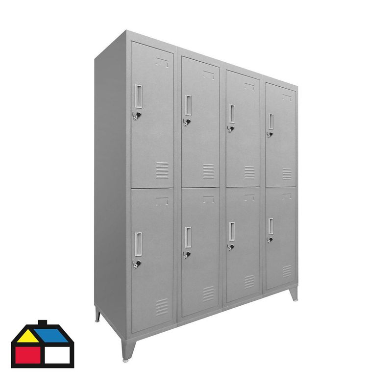 MALETEK - Locker 8 Puerta(s) 8 Cajone(s) 8 Repisa(s) 111x166x45 cm Gris
