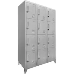 MALETEK - Locker 12 Puerta(s) 12 Cajone(s) 12 Repisa(s) 83x166x45 cm Gris