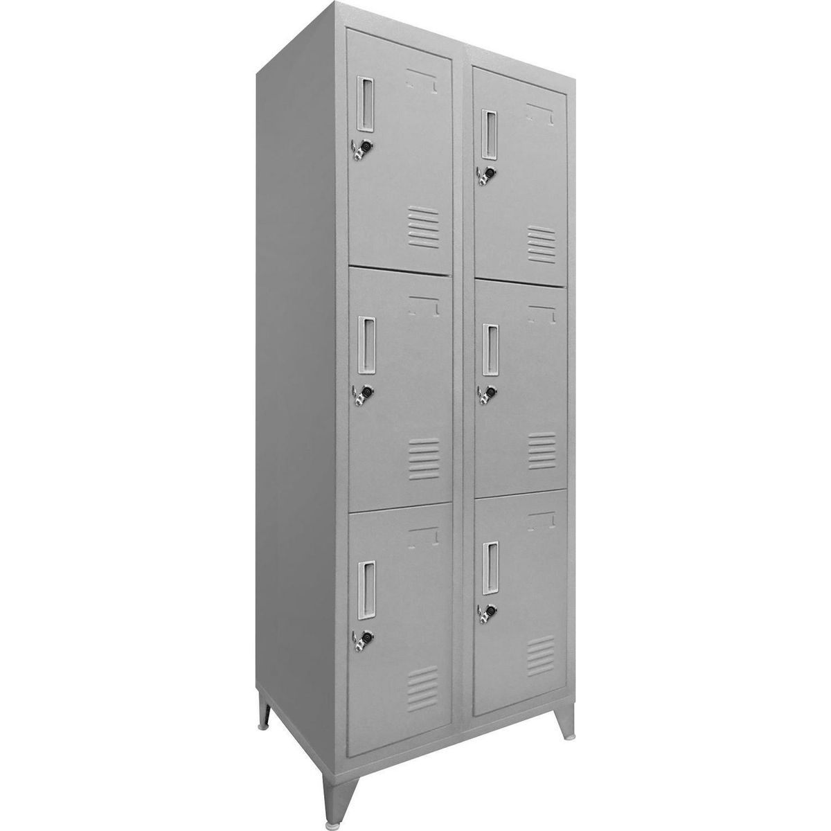 MALETEK - Locker 6 Puerta(s) 0 Cajón(es) 6 Repisa(s) 56.5x166x45 cm Gris