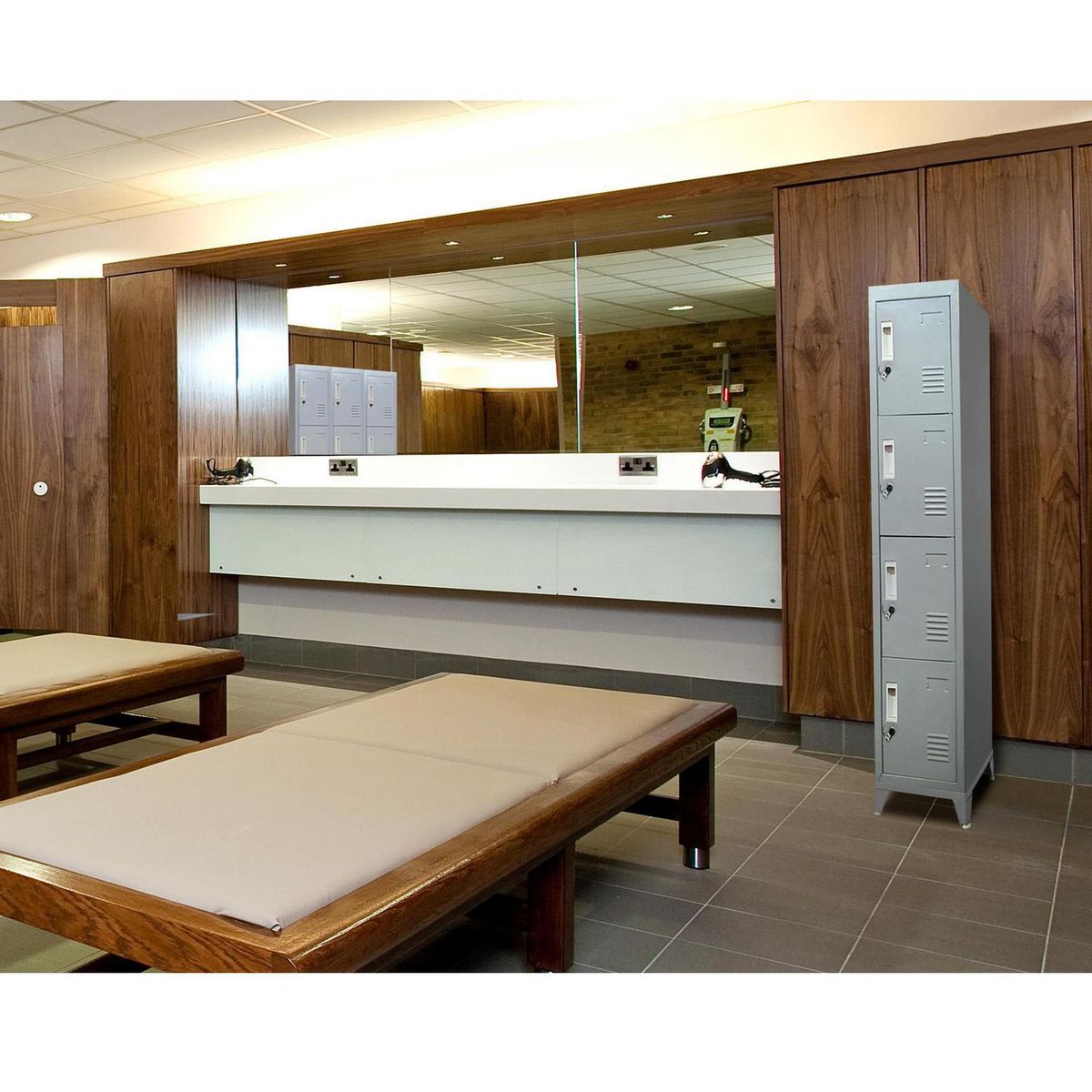 MALETEK - Locker 4 Puerta(s) 0 Cajón(es) 4 Repisa(s) 29x166x45 cm Gris