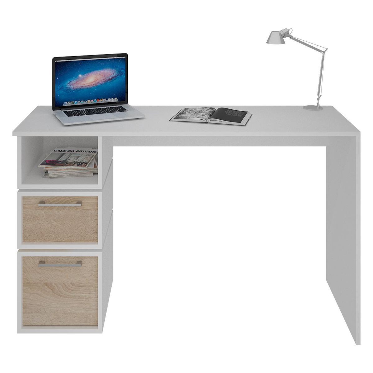 SILCOSIL - Escritorio flotado 75x120x47 cm melamina blanco-madera