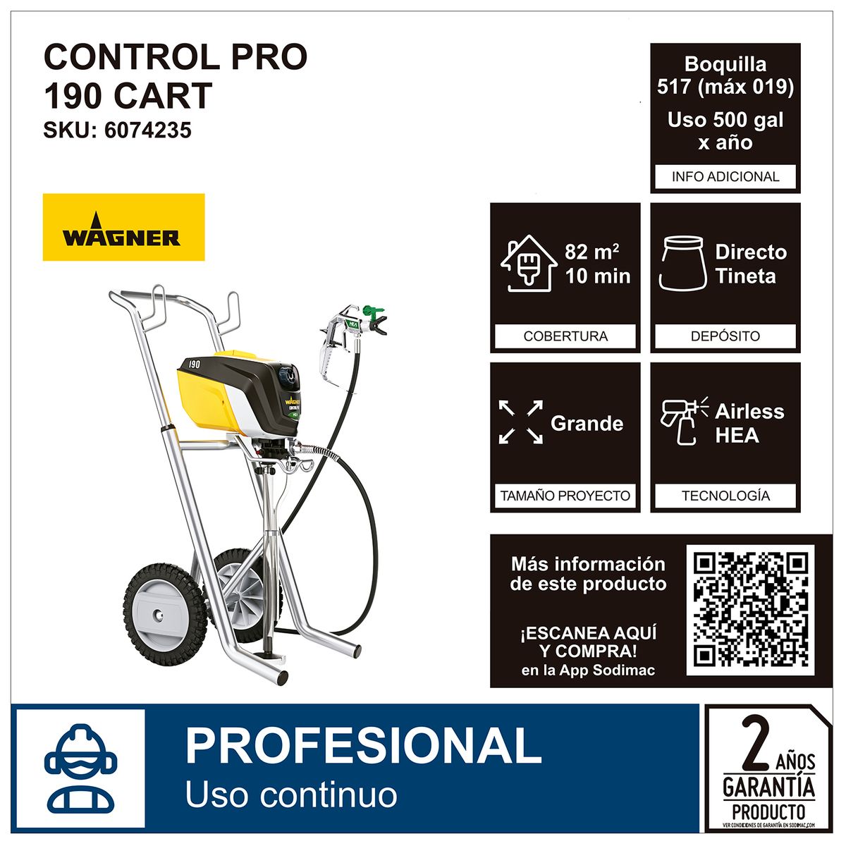 WAGNER - Pistola pintar control profesional 190 CART airless