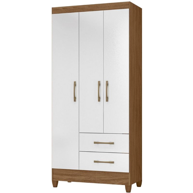 ROCH LTDA - Clóset 3 Puerta(s) 2 Cajone(s) 3 Repisa(s) 82x182x47 cm Blanco/Natural