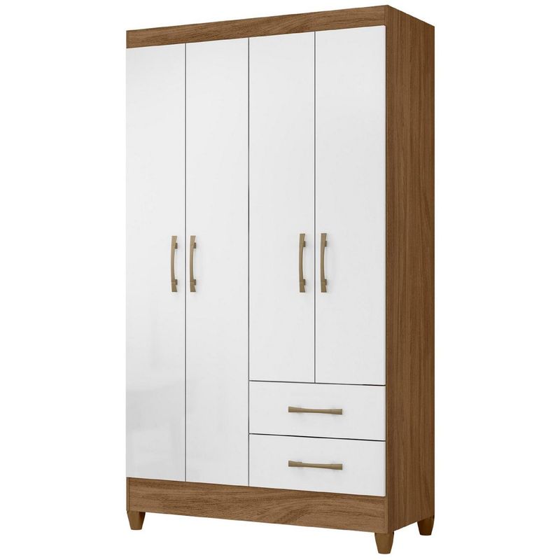 ROCH LTDA - Clóset 4 Puerta(s) 2 Cajone(s) 3 Repisa(s) 103x182x47 cm Blanco/Natural