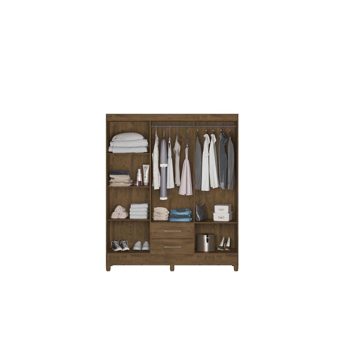 ROCH LTDA - Clóset 6 Puerta(s) 2 Cajón(es) 4 Repisa(s) 153x182x47 cm Blanco/Natural