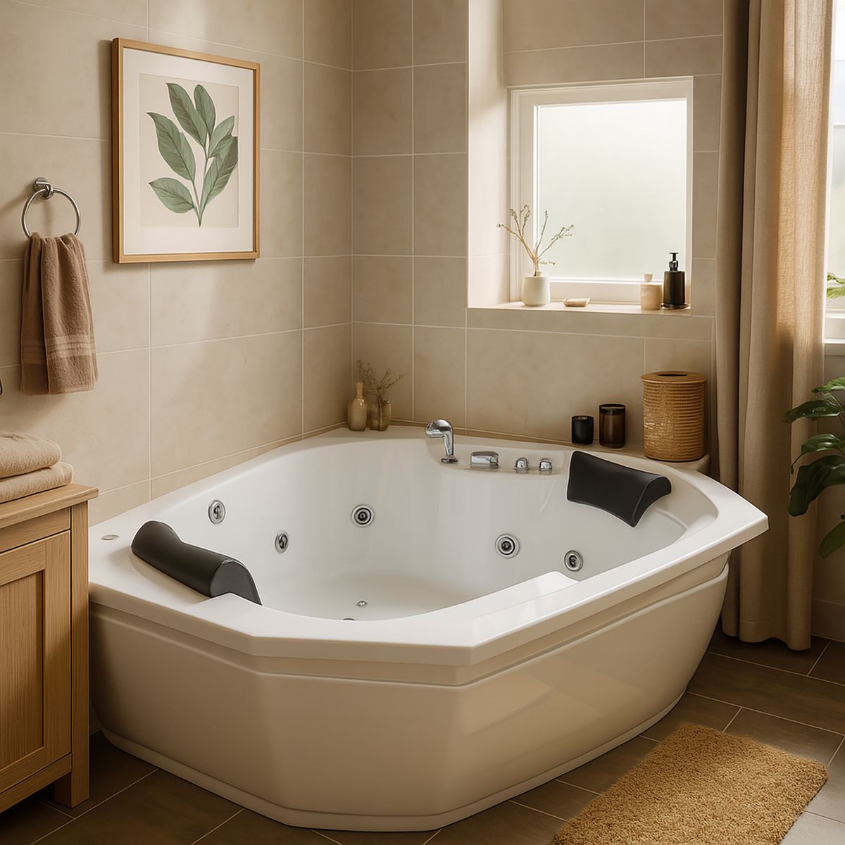 NORGLAS - Tina hidromasaje 7 jets izquierda 150x150 cm 370 l