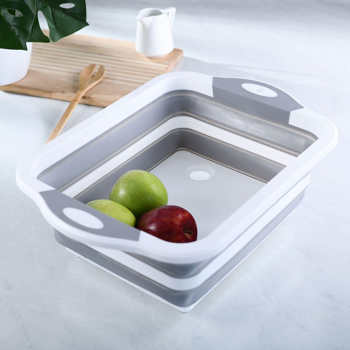 JUST HOME COLLECTION - Canasta colapsable Blanco/gris