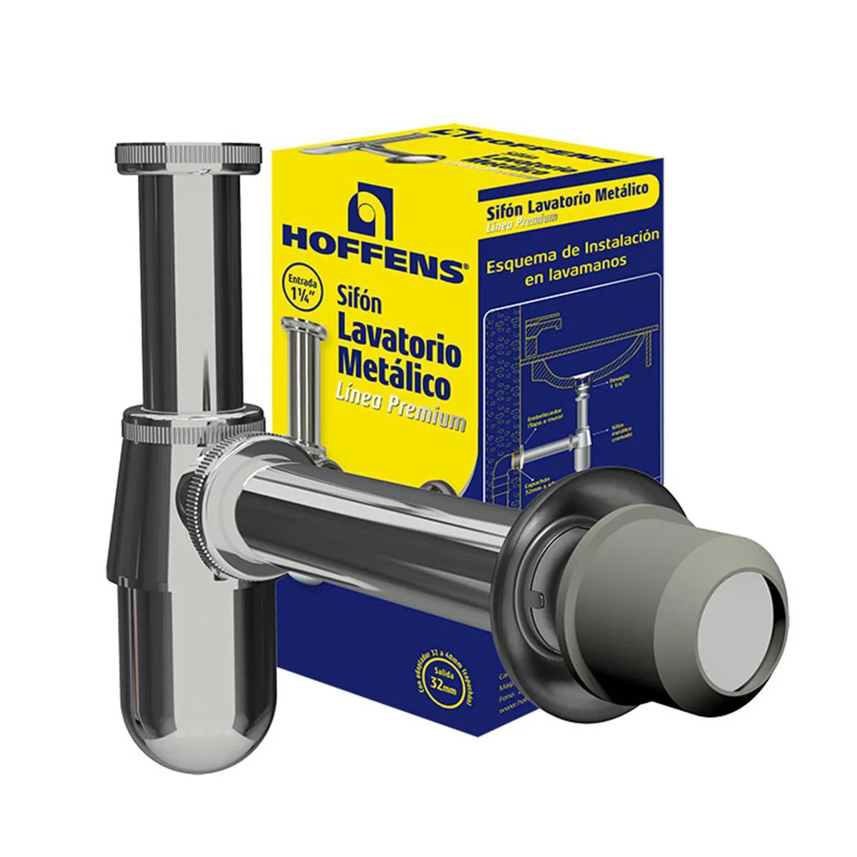 HOFFENS - Sifón lavatorio metalico 1 1/4