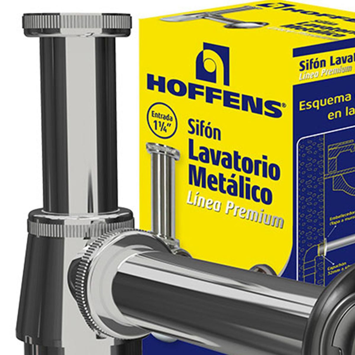 HOFFENS - Sifón lavatorio metalico 1 1/4