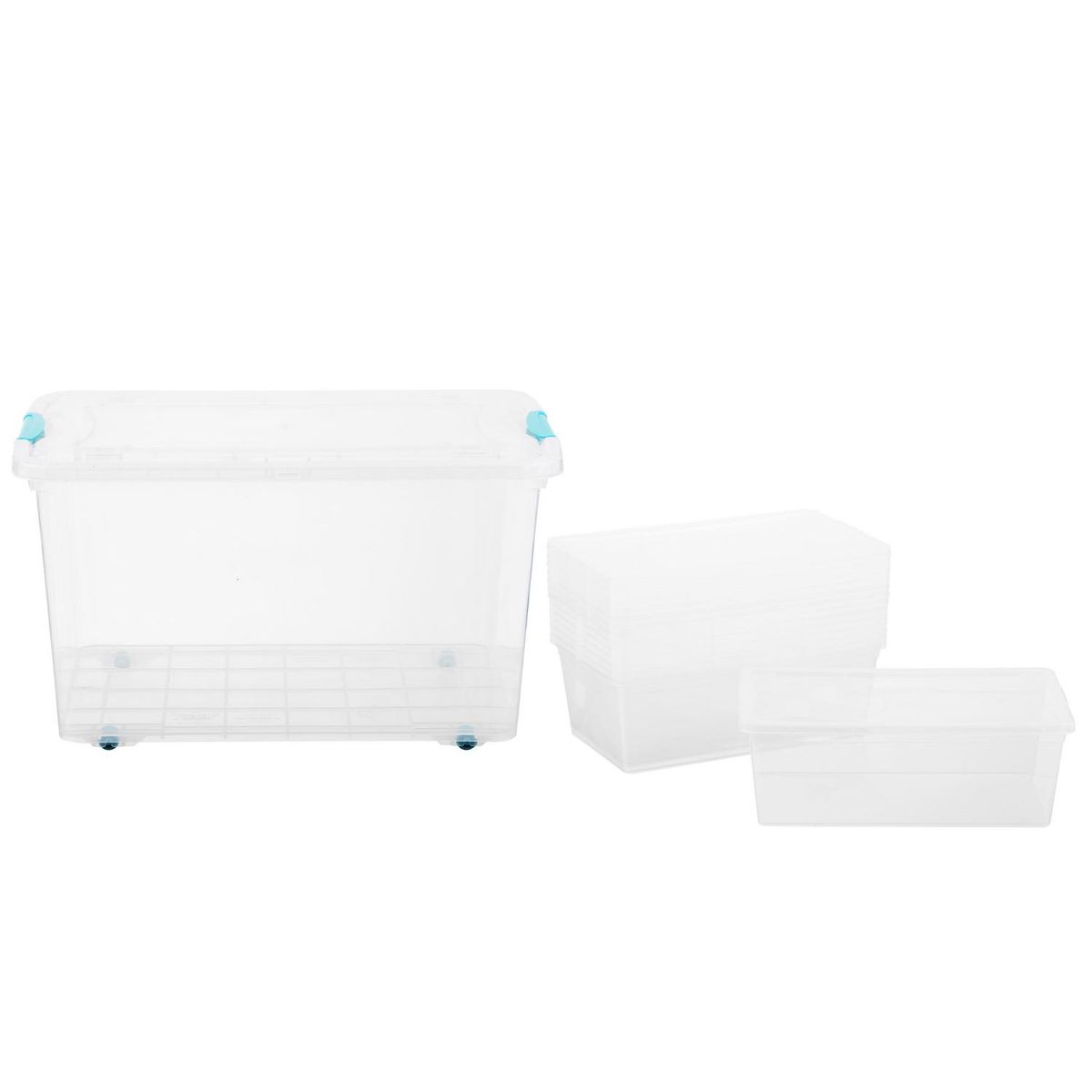 REYPLAST - Set 8 Cajas Modubox 6 l + 1 Caja 38 l Transparente