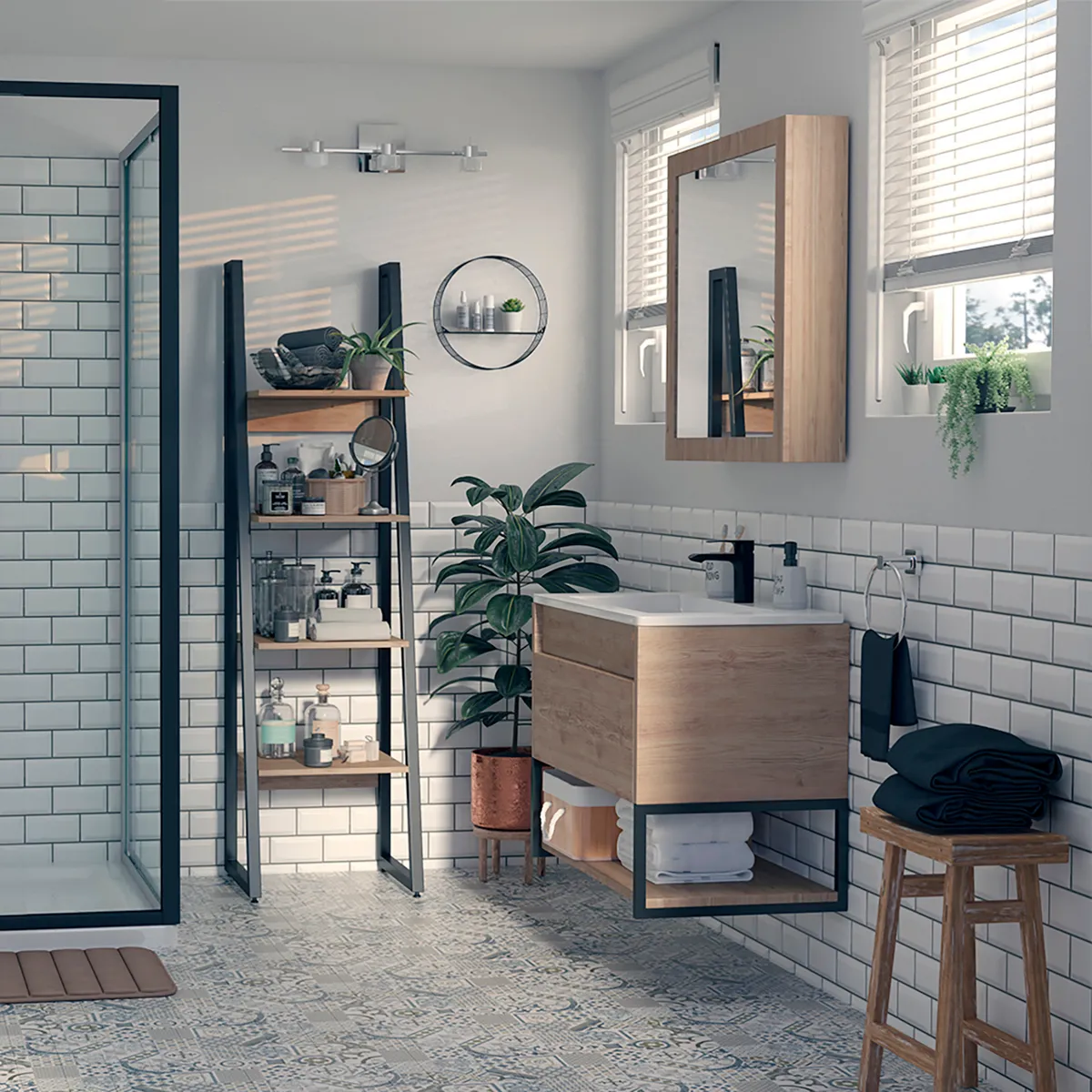 KLIPEN - Espejo con gabinete 70x13,5x70 cm miel