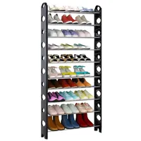 Zapatera Plástico 10 Nivel(es) 64x155x20 cm Negro