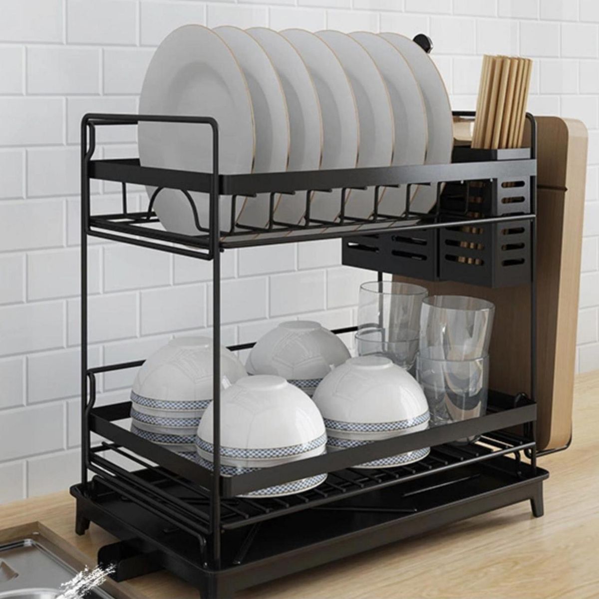 IMPORTADORA USA - Organizador secador platos 2 niveles 40x23x36 cm