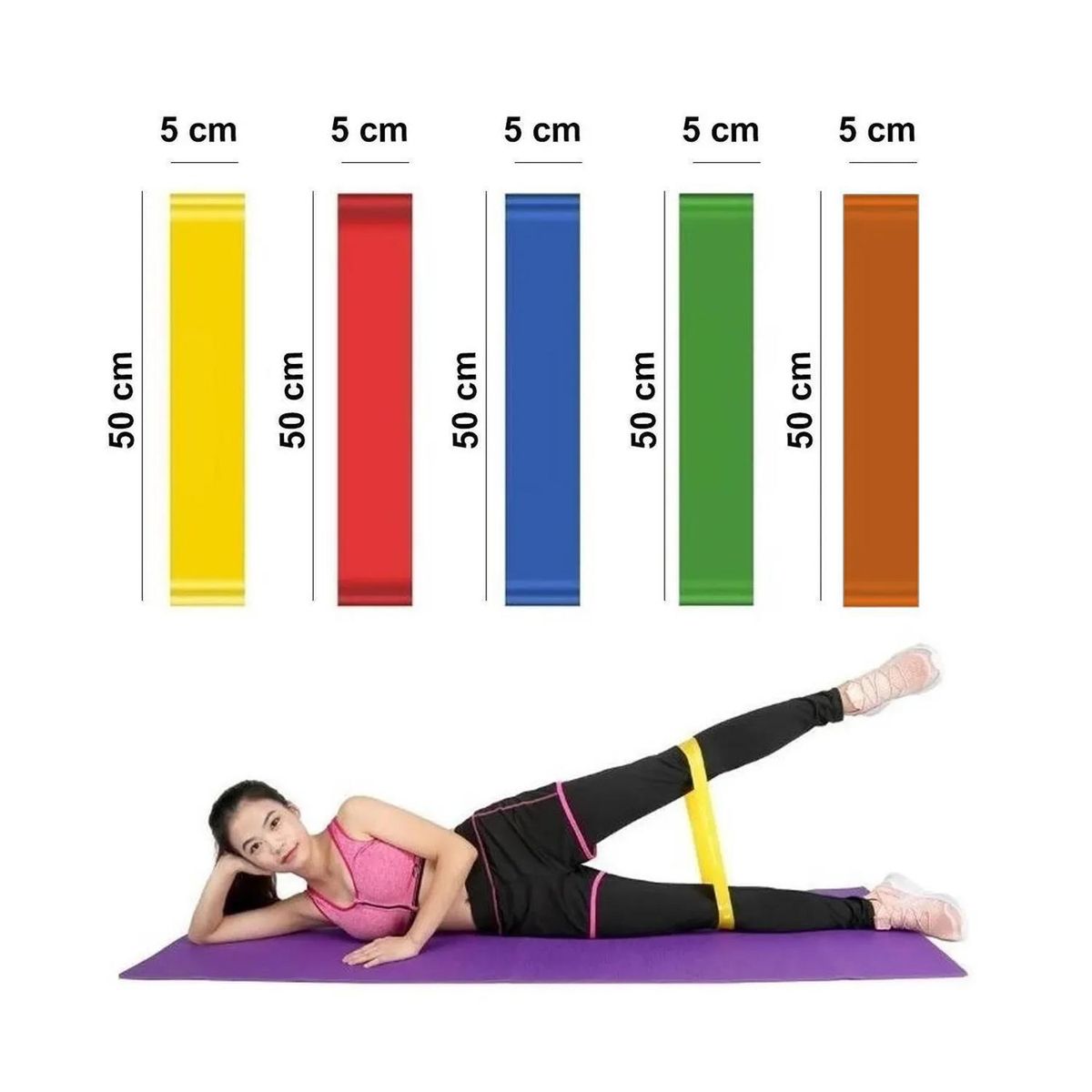 IMPORTADORA USA - Set 5 bandas elásticas de resistencia ejercicio