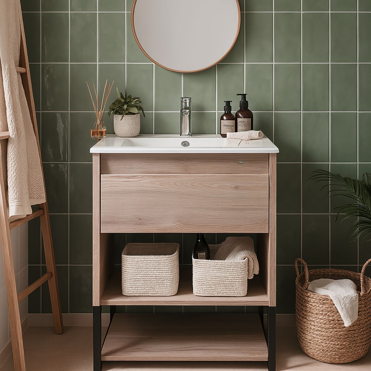 KLIPEN - Mueble vanitorio 51x46,5x87 cm miel