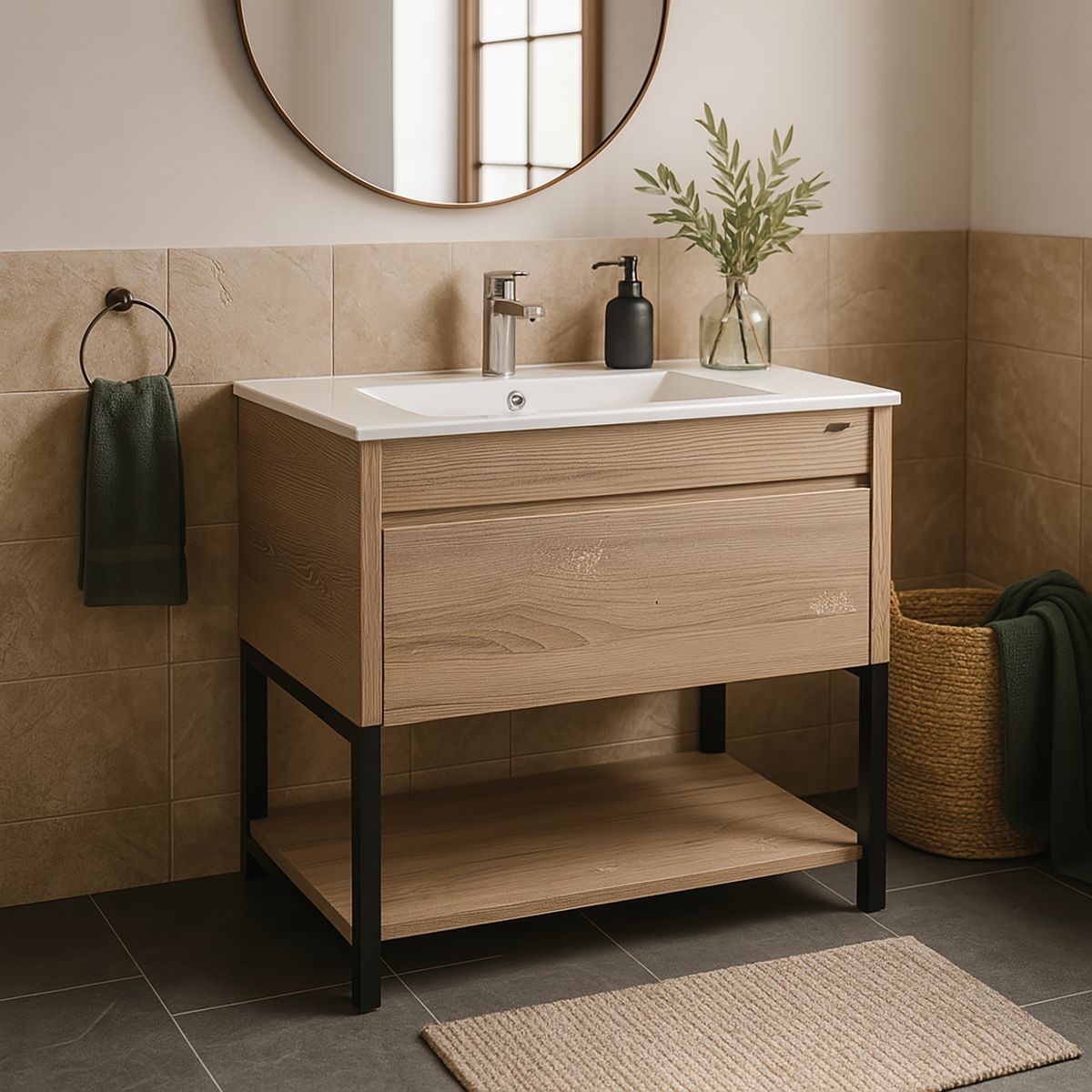 KLIPEN - Mueble vanitorio 51x46x5x57 cm miel