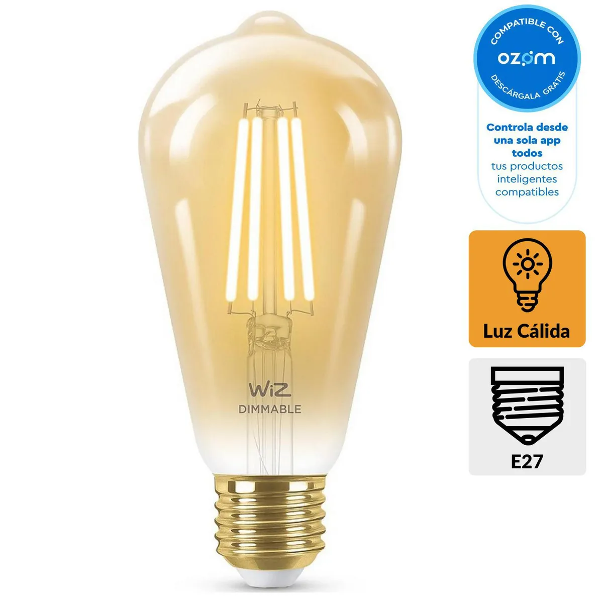 WIZ - Ampolleta Wiz Wifi Filamento Edison 6.9 W E27 640 lm Luz Cálida