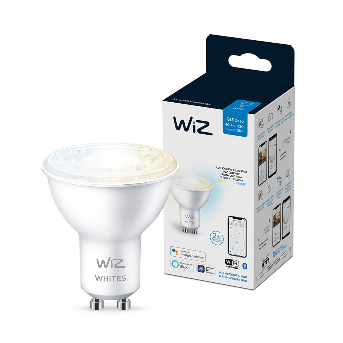 WIZ - Ampolleta Inteligente Led Wifi 4.9 W GU10 400 lm Luz Multicolor
