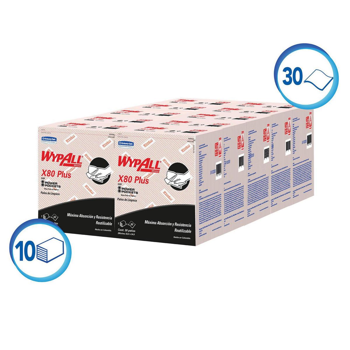 WYPALL - Paños Industriales Wypall X80 Plus Rojos 300 Unidades