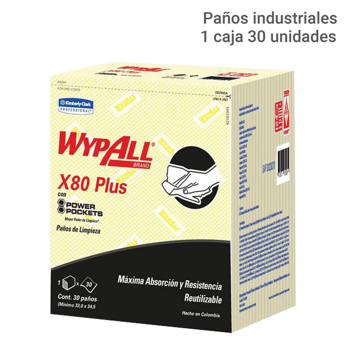 WYPALL - Paños Industriales Wypall X80 Plus Amarillos 300 Unidades