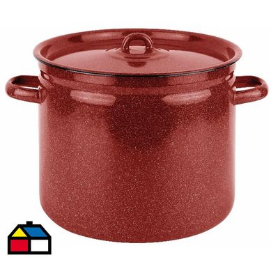 Olla alta 24 cm 8 l acero carbonico rojo.