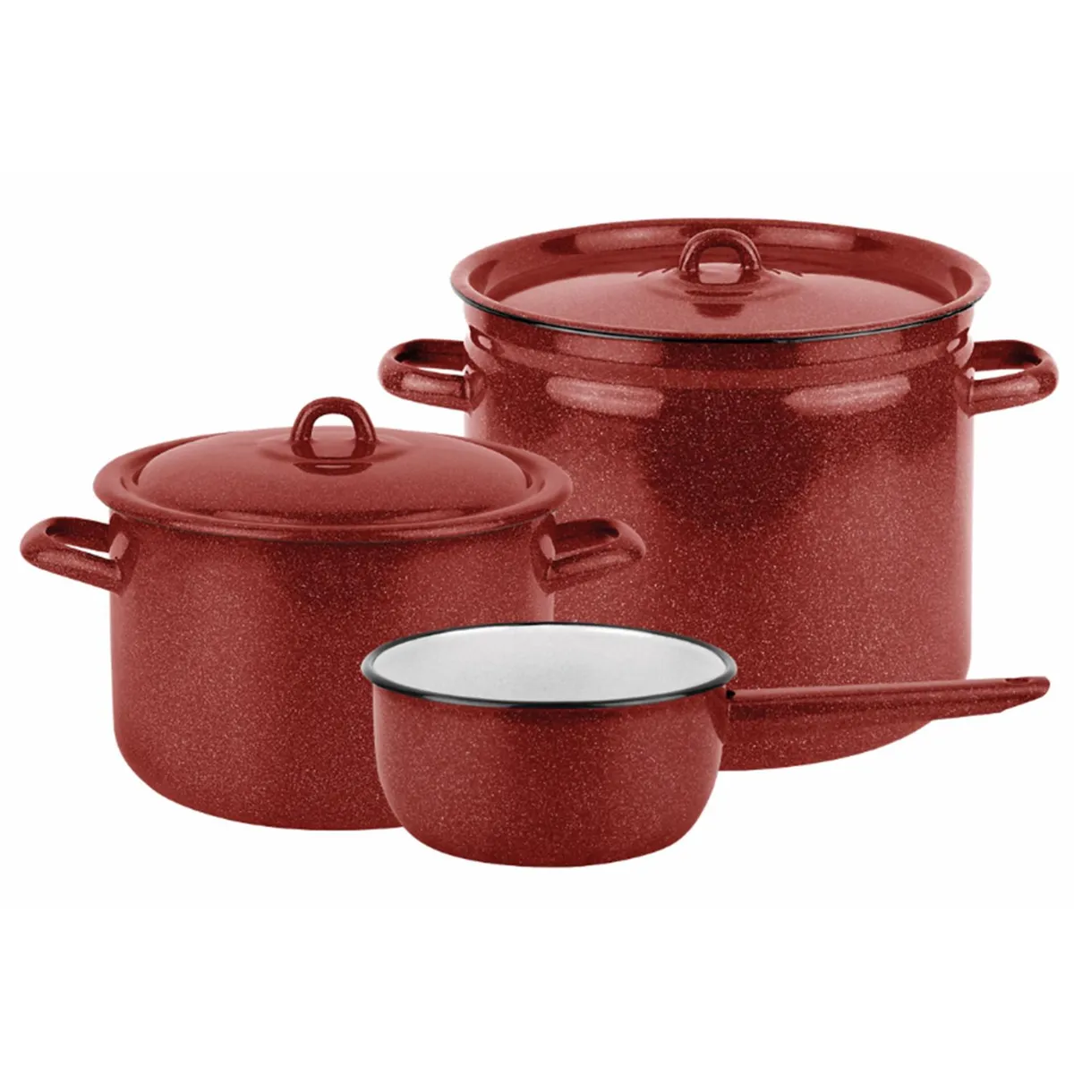 FANTUZZI - Batería de Cocina 5 Piezas Acero inoxidable Fundo Rojo