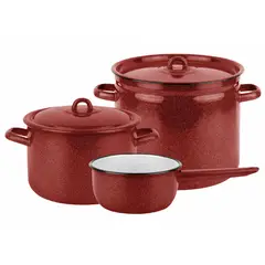 FANTUZZI - Batería de cocina 5 piezas acero carbonico roja