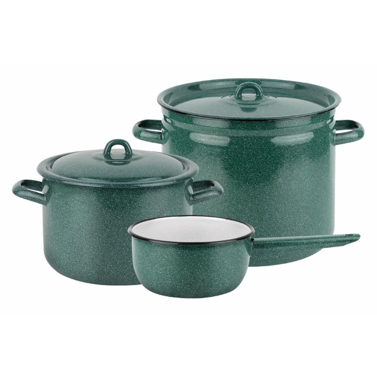 FANTUZZI - Batería de Cocina 5 Piezas Acero inoxidable Fundo Verde