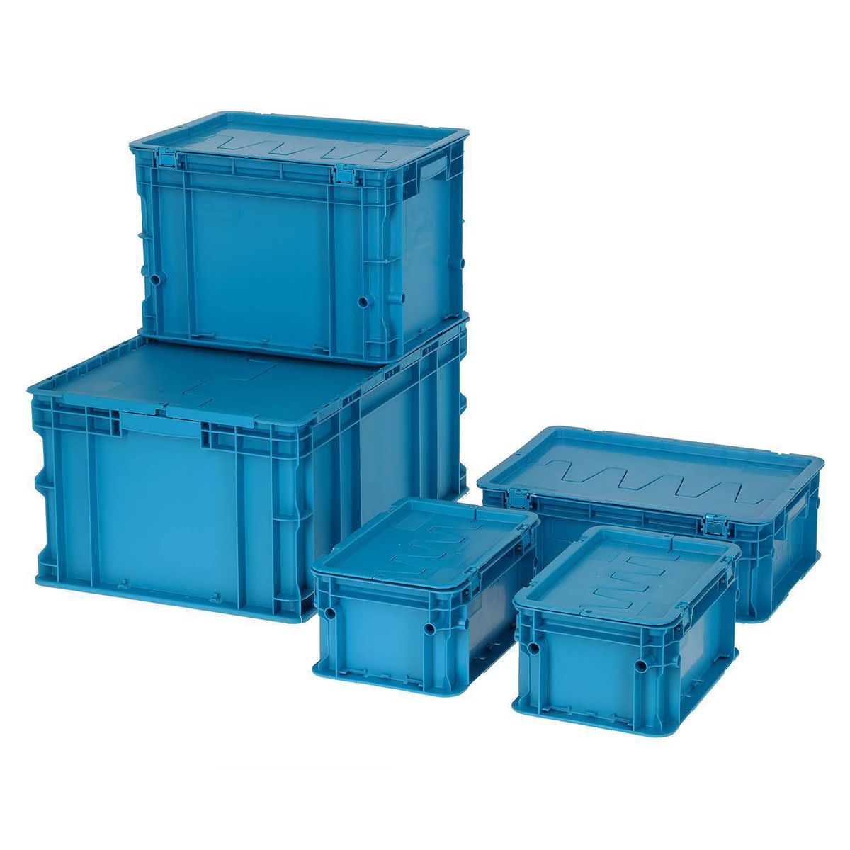 AUTORODEC - Pack 5 Cajas Modulares 40x60x61 cm 100 cm3 Azul