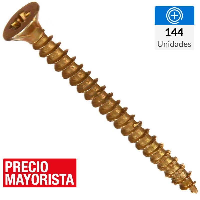 MAMUT - Tornillo Tirafondo Cabeza Phillips Madera 1 " 6 mm 144 Unidades