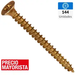MAMUT - Tornillo Tirafondo Cabeza Phillips Madera 1 " 6 mm 144 Unidades