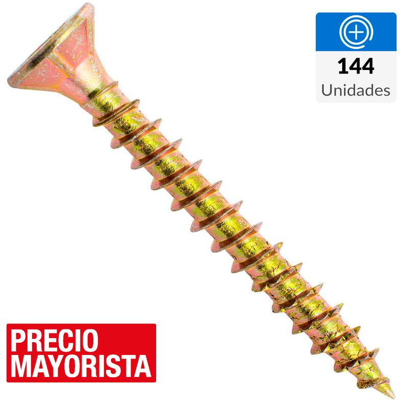 MAMUT - Tornillo Tirafondo Cabeza Phillips Madera 4 " 6 mm 144 Unidades