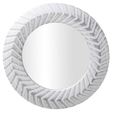 Espejo redondo lneas blanco viejo 25 cm