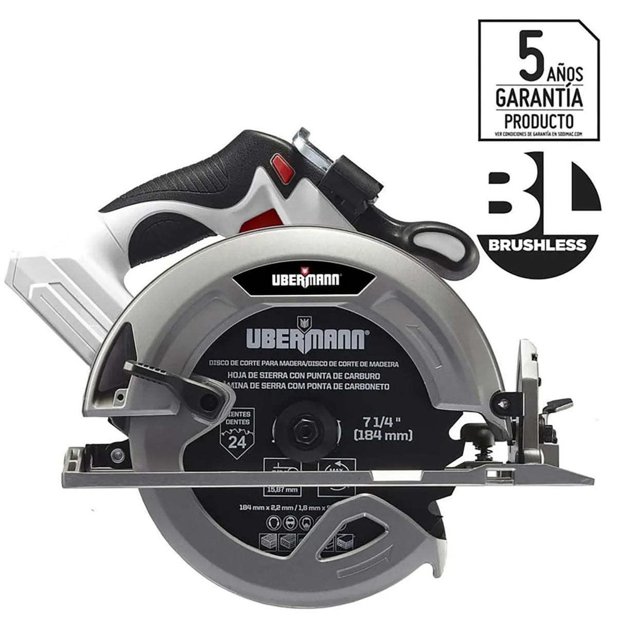 UBERMANN - Sierra Circular Inalámbrico 7 1/4" 20V Brushless sin Batería