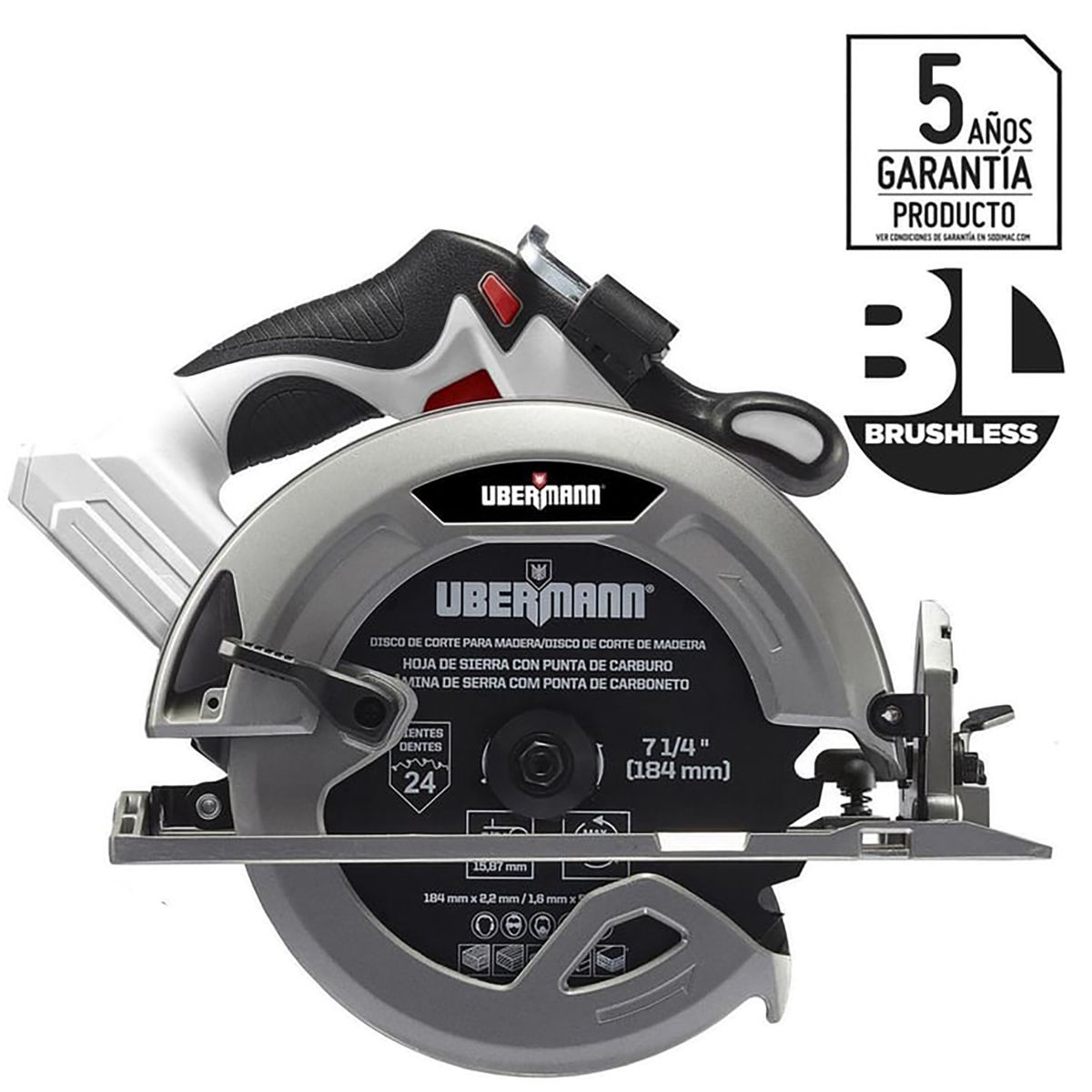 UBERMANN - Sierra Circular Inalámbrico 7 1/4" 20V Brushless sin Batería