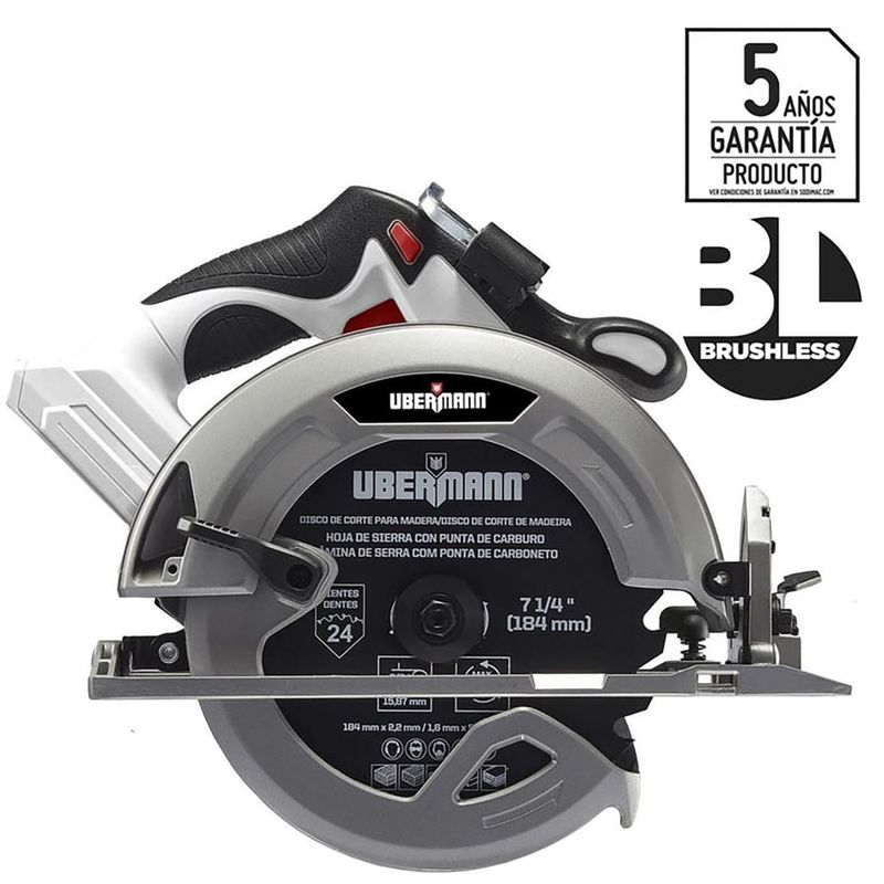 UBERMANN - Sierra circular inalámbrica 7 1/4" 20V sin batería
