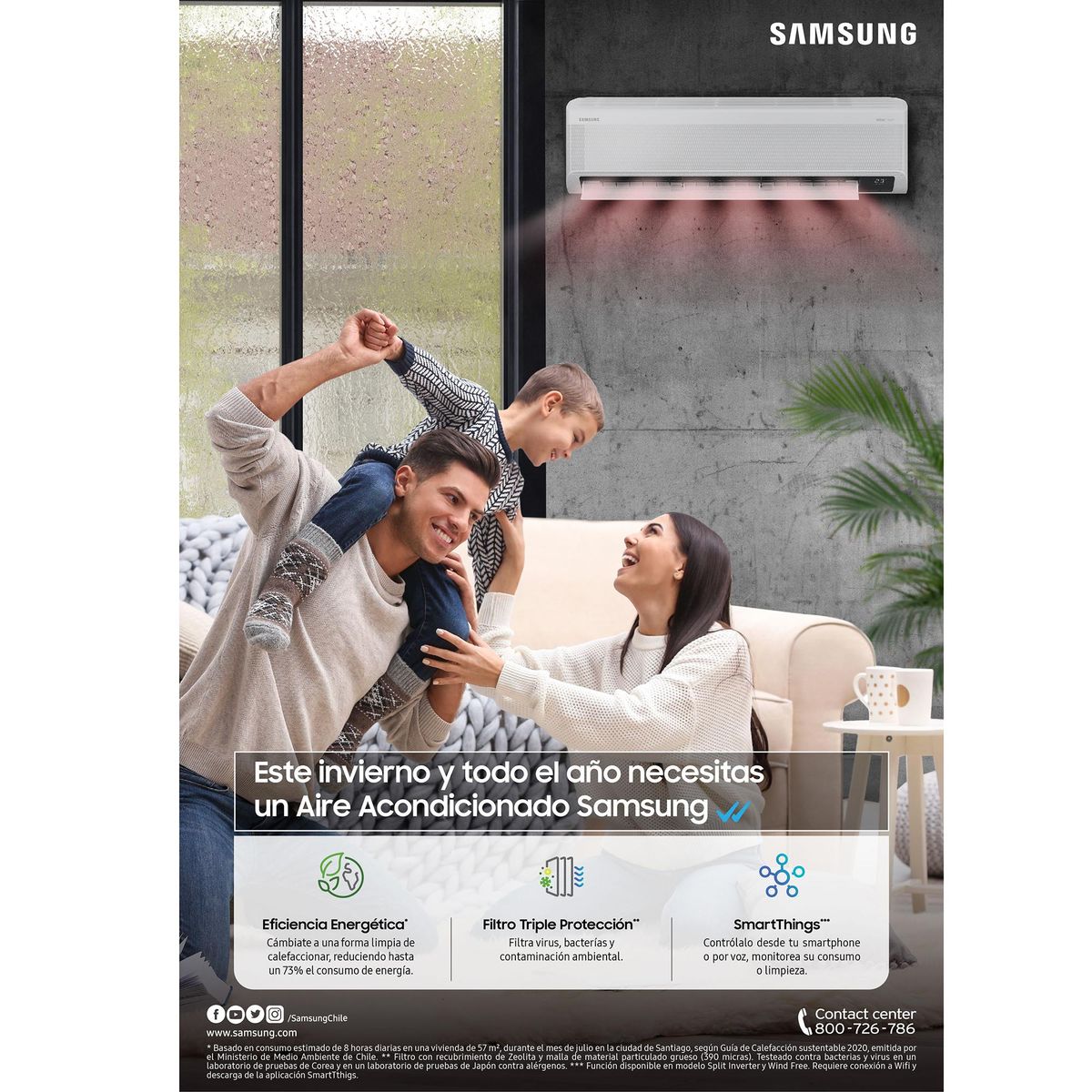Aire Acondicionado split Wind-Free frío/calor 18.000 BTU, marca SAMSUNG - Foto 2