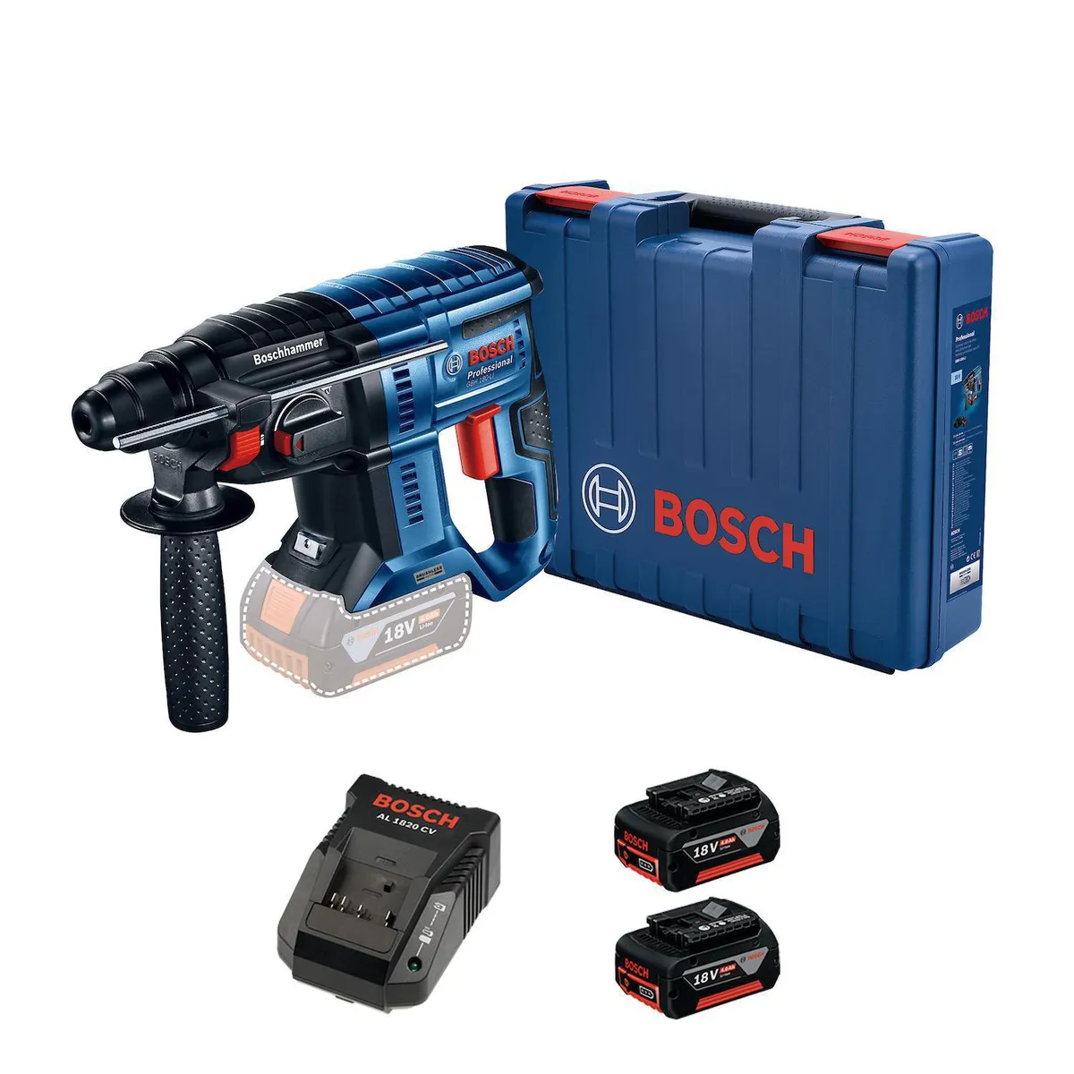 BOSCH - Rotomartillo Inalámbrico 18V 2.0 J + 2 Baterías + Cargador