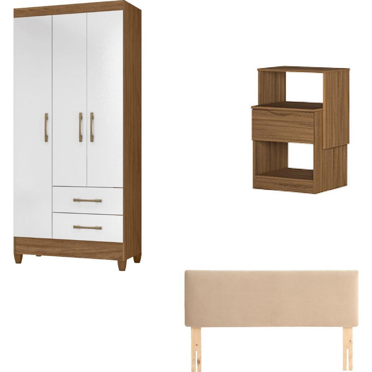 ROCH LTDA - Combo Clóset + Respaldo 2 Plazas + 1 Veladores