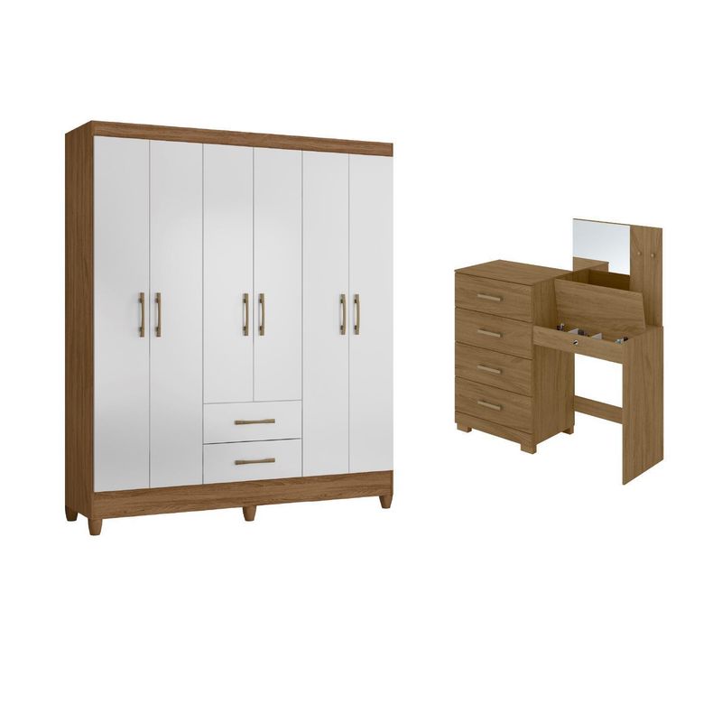 ROCH LTDA - Combo Clóset 6 puertas 2 cajones + Comoda